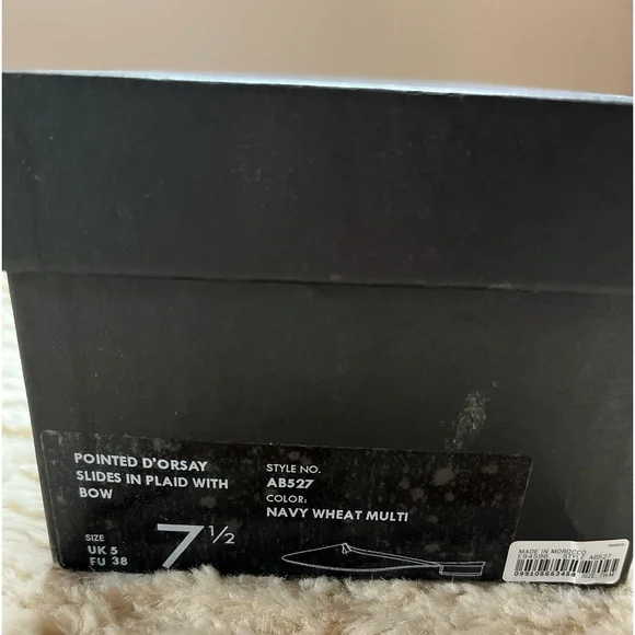 J.Crew Pointed D’Orsay Slides in Navy Wheat Multi Plaid with Bow 7.5 - Picture 3 of 3